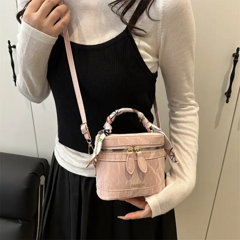 Women's Silk Scarf Bucket Bag White 2025 - Image 8