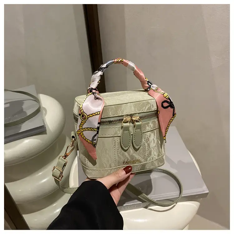 Women's Silk Scarf Bucket Bag White 2025 — feature 24