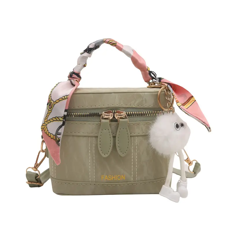 Women's Silk Scarf Bucket Bag White 2025 - Image 5