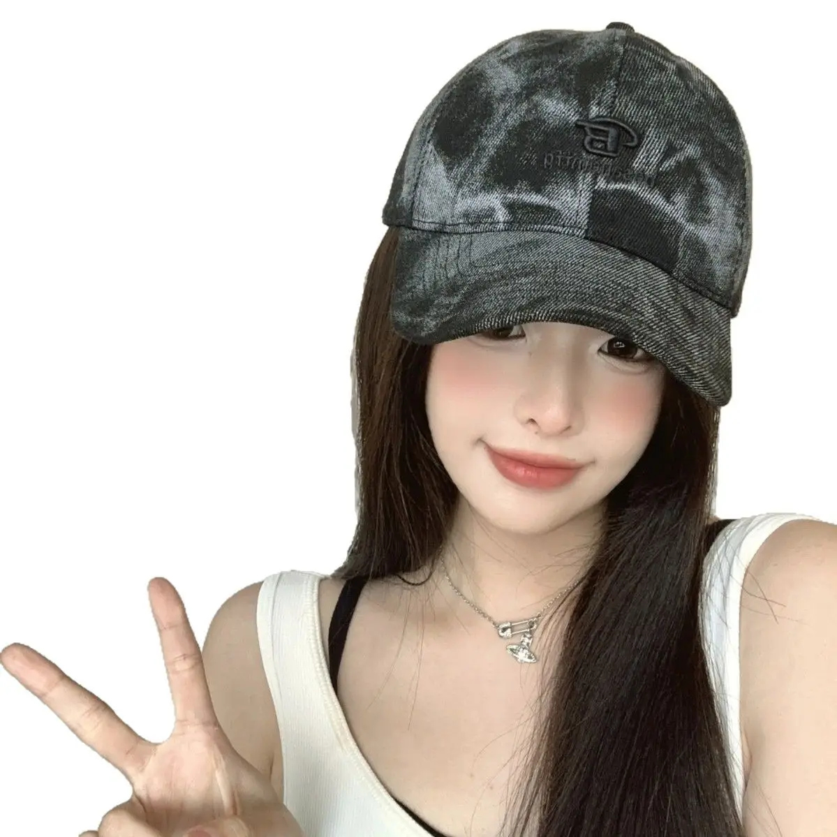 Korean Style Embroidered Baseball Cap for Women - Image 9