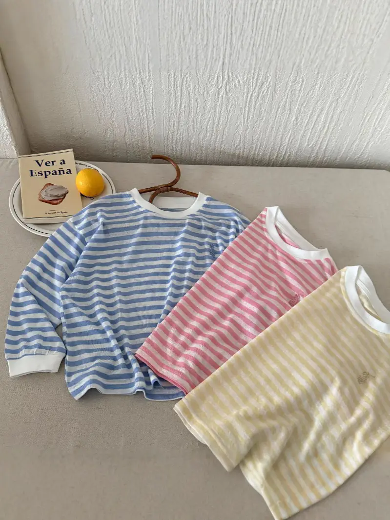 Children's Striped T-Shirt 2025 Summer Casual Anti-Mosquito Top - Image 5
