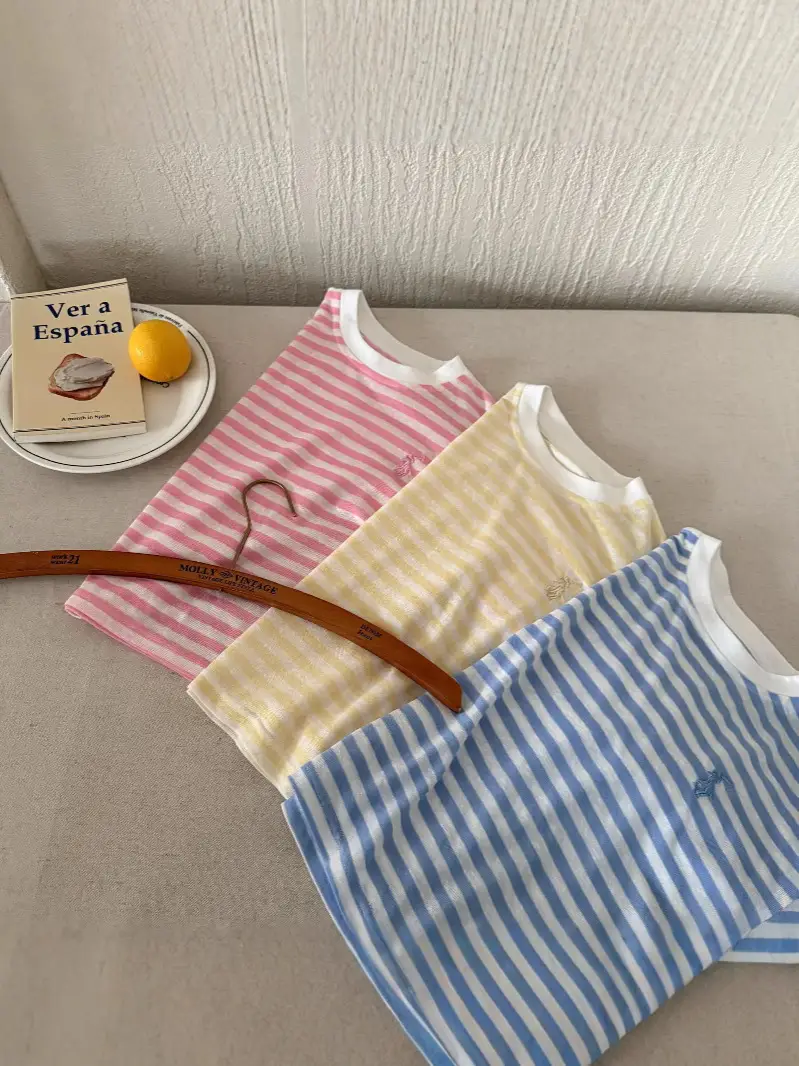 Children's Striped T-Shirt 2025 Summer Casual Anti-Mosquito Top - Image 8