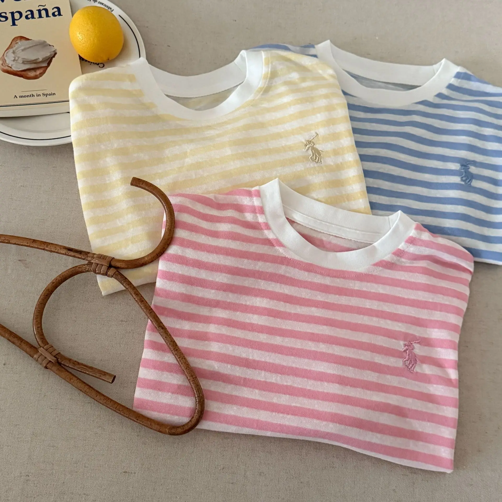 Children's Striped T-Shirt 2025 Summer Casual Anti-Mosquito Top — feature 3
