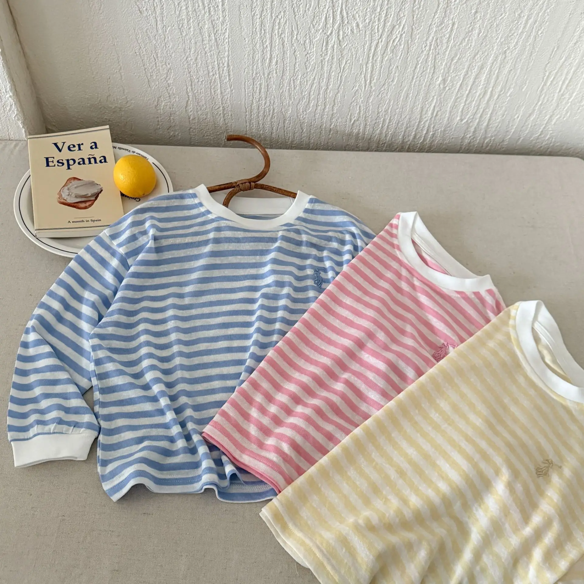Children's Striped T-Shirt 2025 Summer Casual Anti-Mosquito Top — feature 8