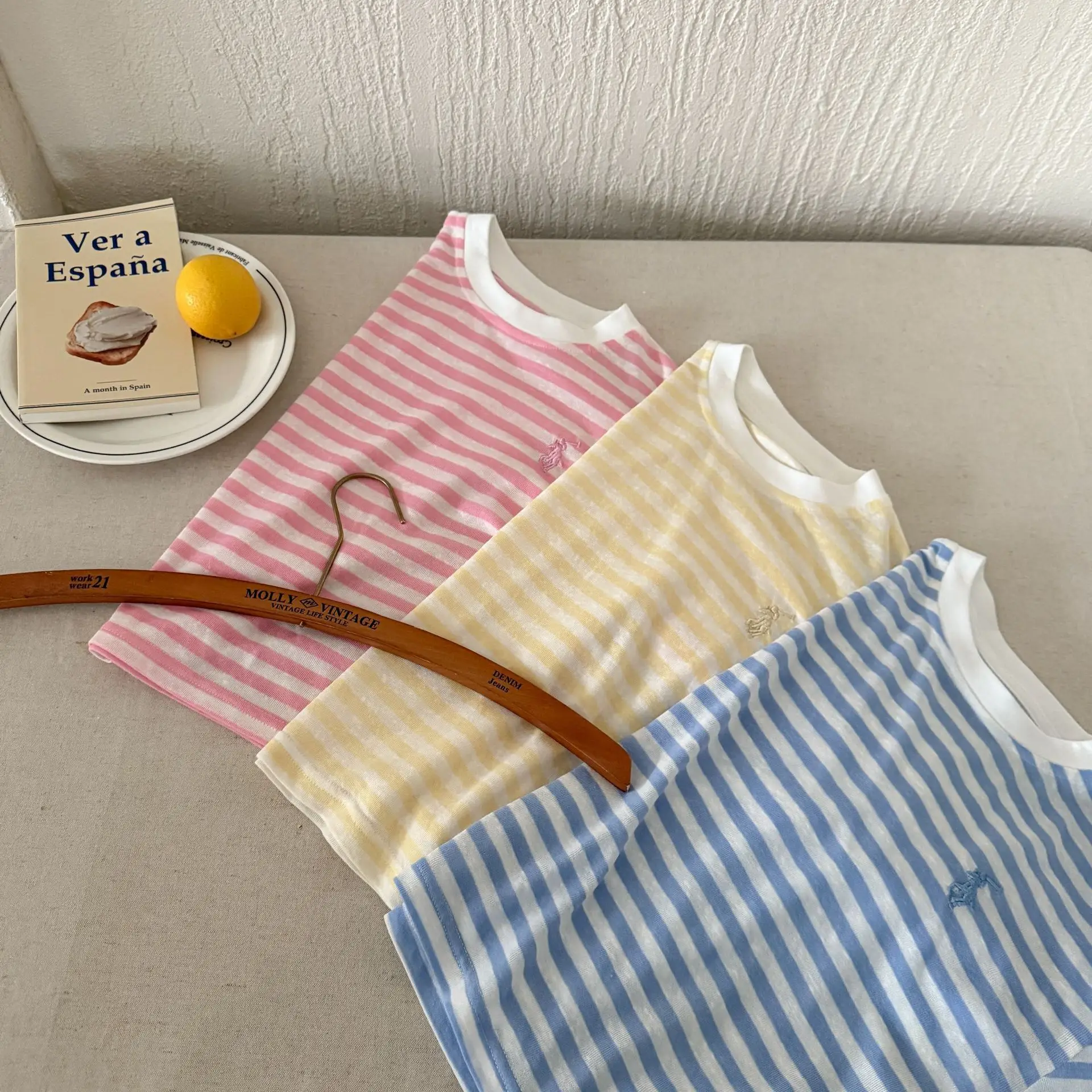 Children's Striped T-Shirt 2025 Summer Casual Anti-Mosquito Top — feature 9