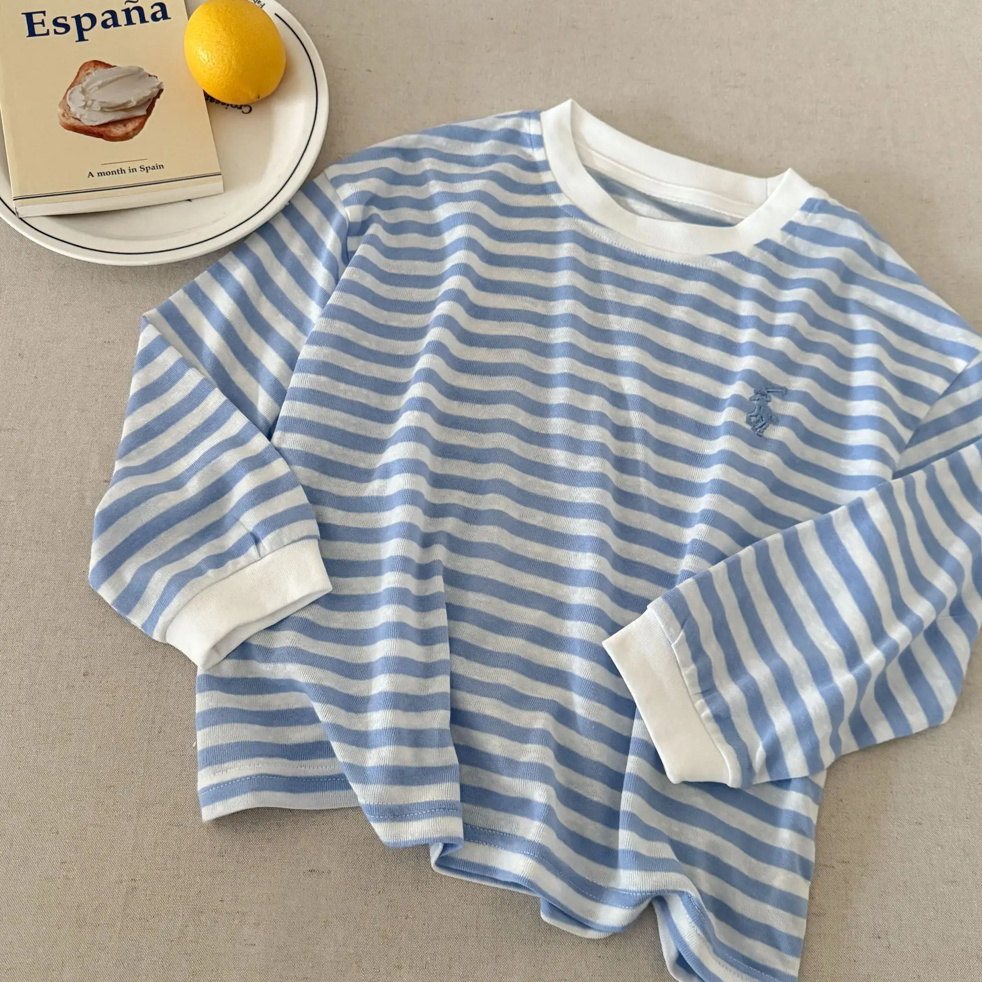 Children's Striped T-Shirt 2025 Summer Casual Anti-Mosquito Top - Image 3
