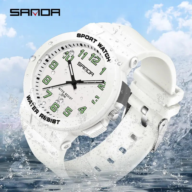 Sanda Sport Watch Water Resistant Black Blue Analog - Image 10