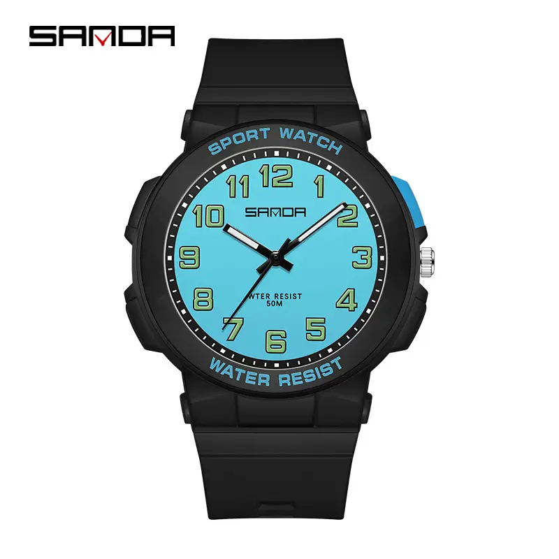 Sanda Sport Watch Water Resistant Black Blue Analog - Image 7