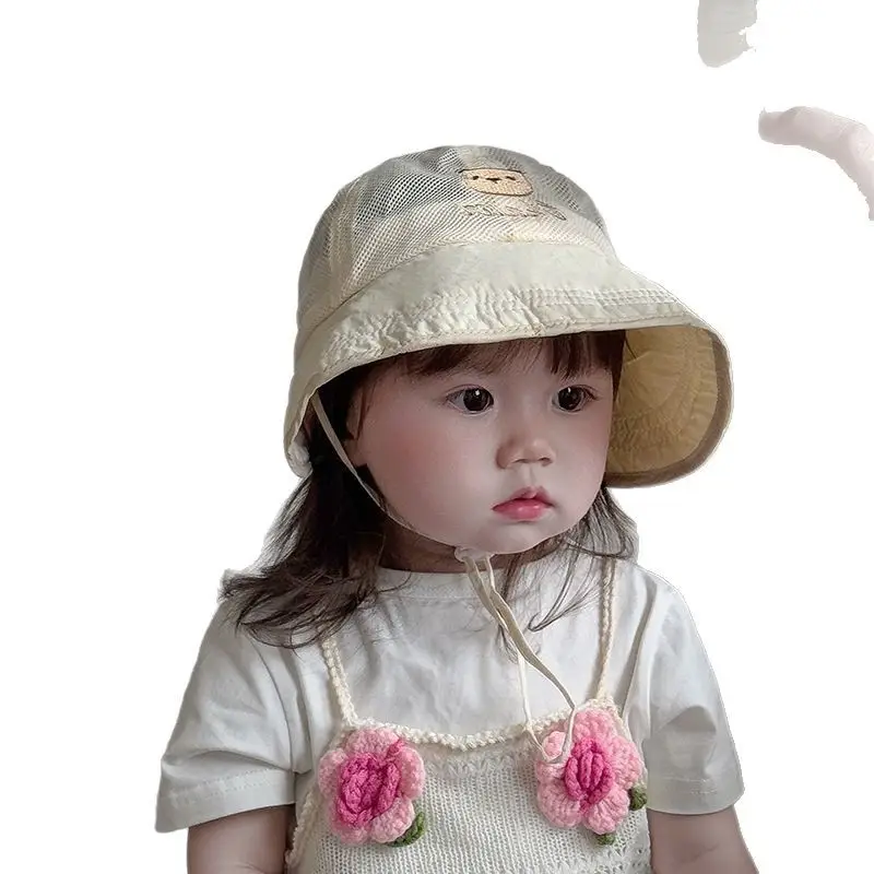 Baby's Mesh Sun Hat with Flower Embroidery - Image 5