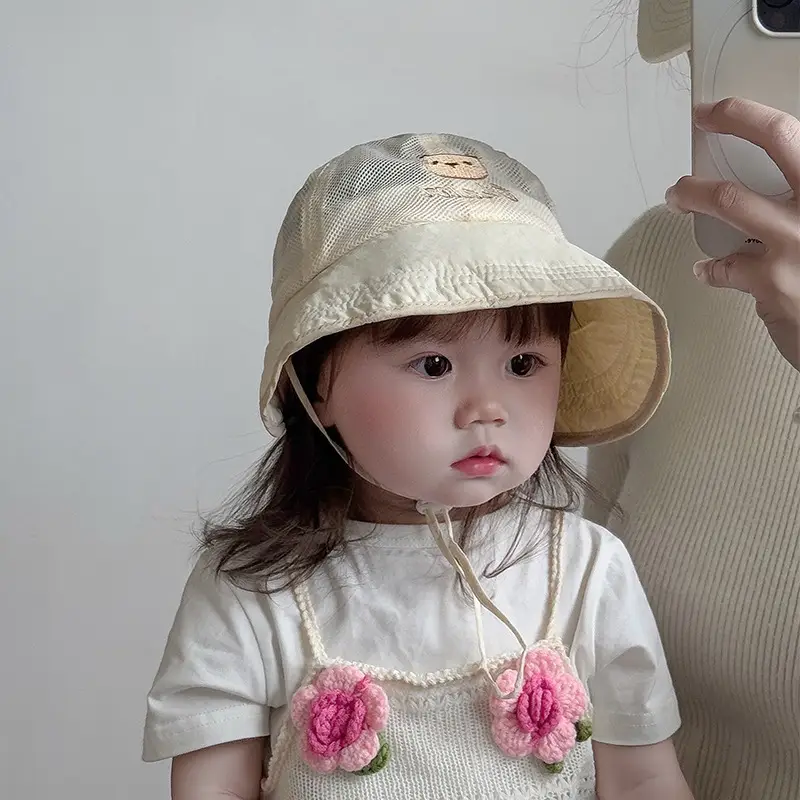Baby's Mesh Sun Hat with Flower Embroidery — feature 2
