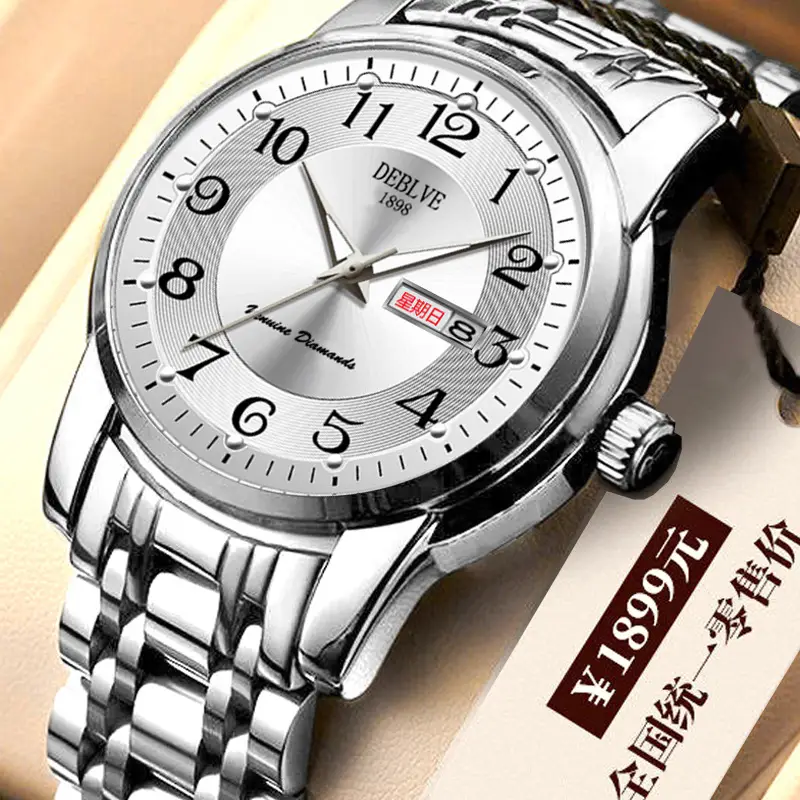 Men's Gold Calendar Watch with Digital Display & Steel Belt - Image 21