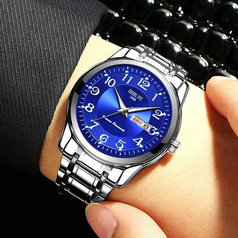 Men's Gold Calendar Watch with Digital Display & Steel Belt - Image 22