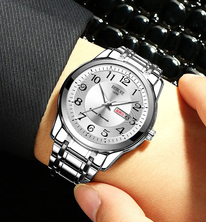 Men's Gold Calendar Watch with Digital Display & Steel Belt — feature 12