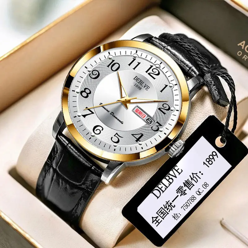 Men's Gold Calendar Watch with Digital Display & Steel Belt - Image 8