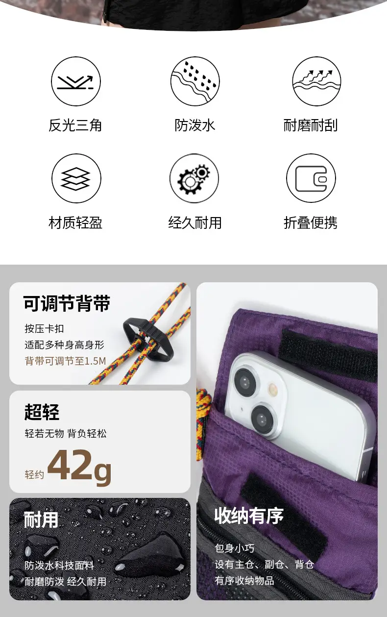 Waterproof Folding Crossbody Bag for Hiking & Travel — feature 5