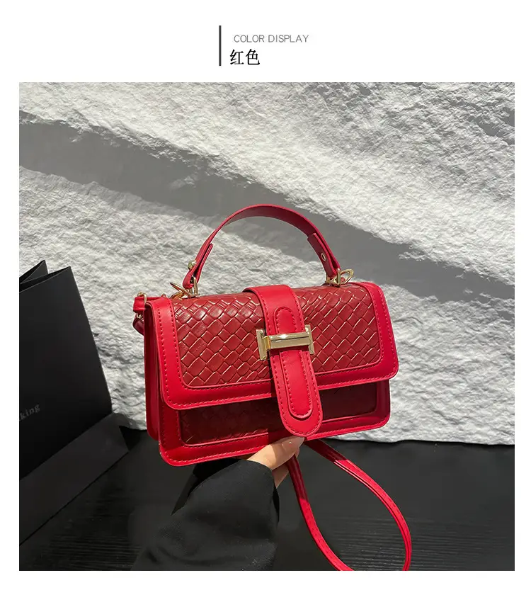 Red Textured Straw Woven Handbag for Women — feature 14