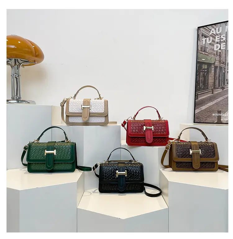 Red Textured Straw Woven Handbag for Women — feature 8