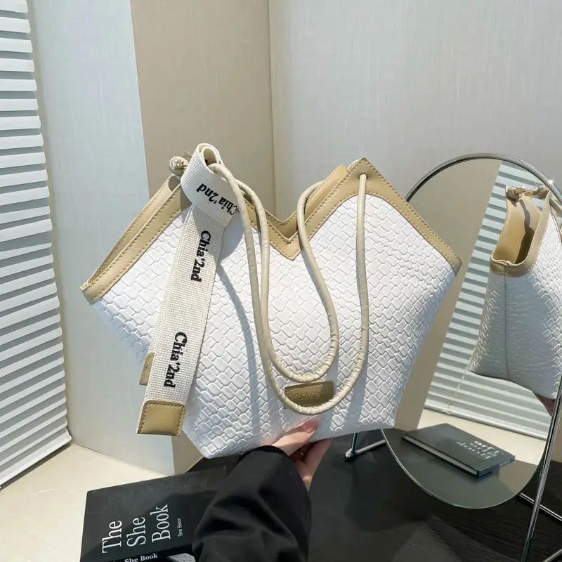 2025 White Leather Shoulder Bag Large Capacity Women - Image 7