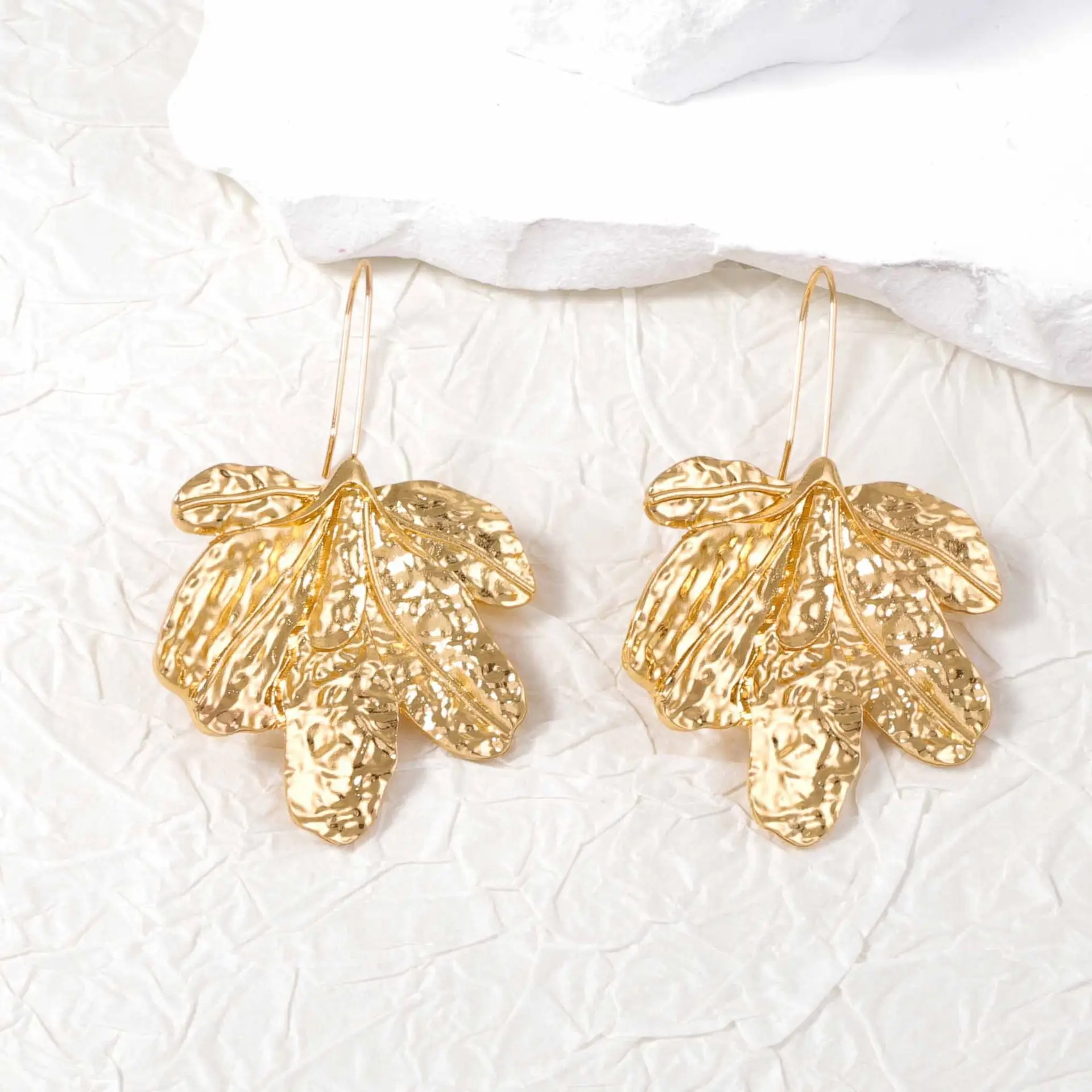 Gold Leaf Ear Hooks for Women Wholesale - Image 6