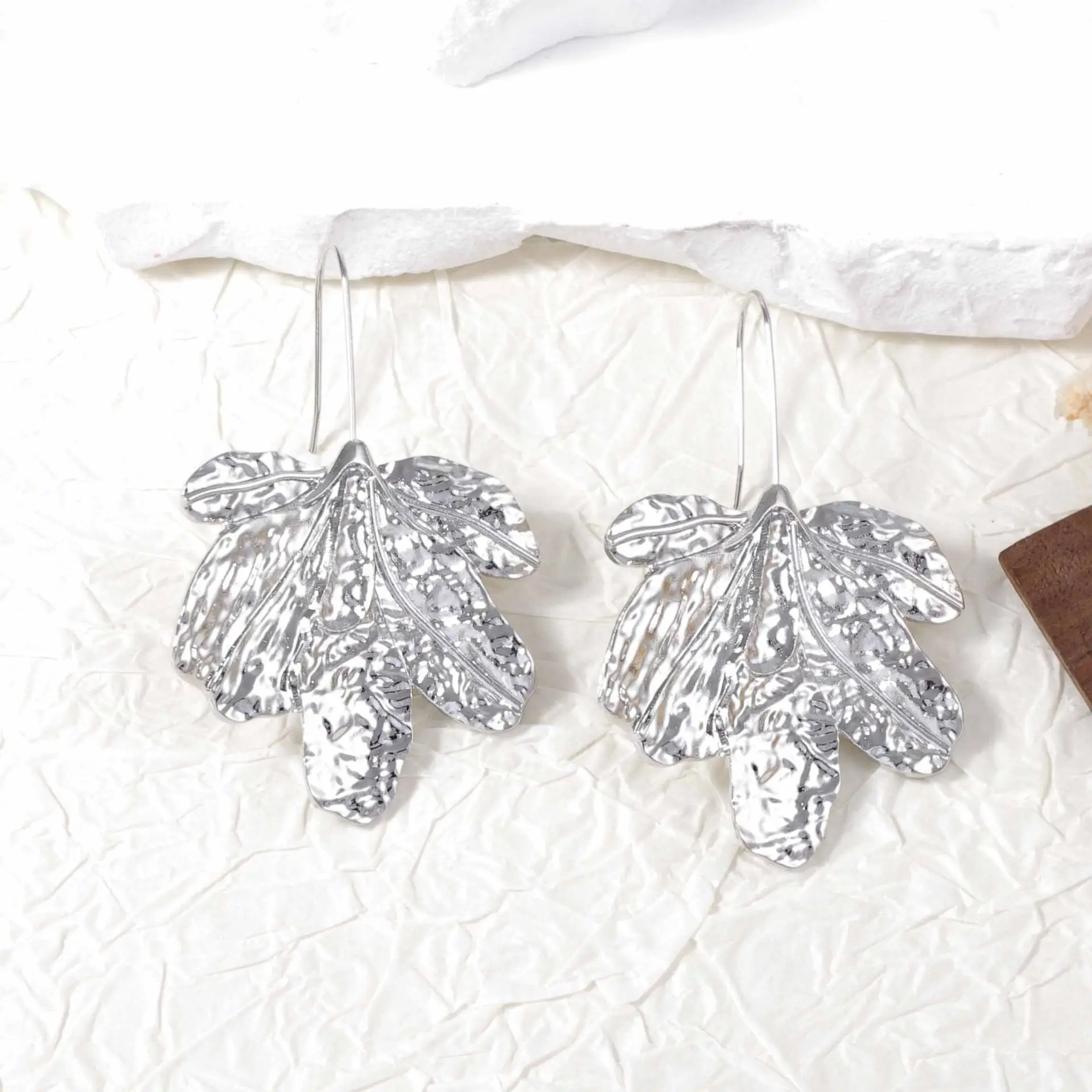Gold Leaf Ear Hooks for Women Wholesale - Image 7