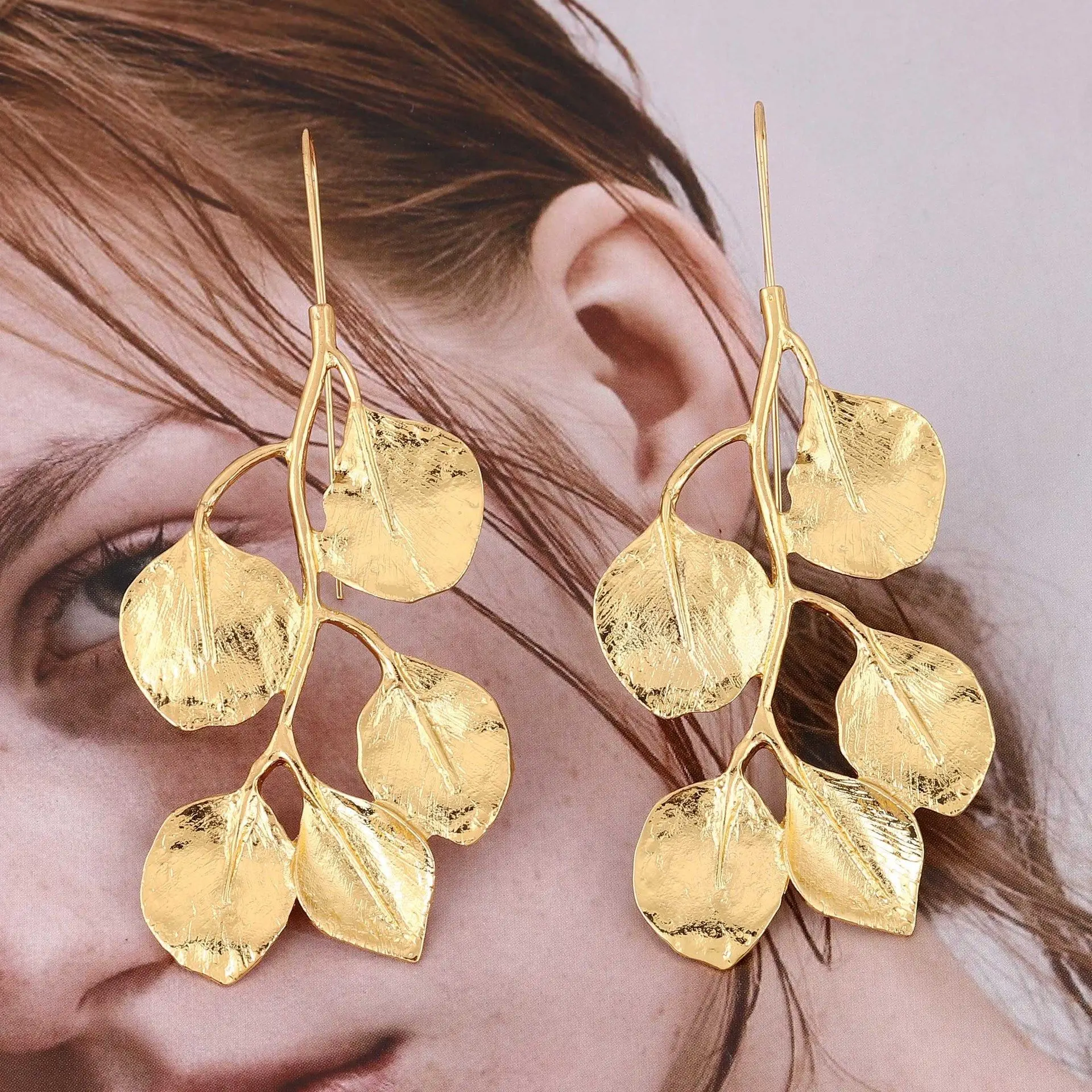 Gold Leaf Ear Hooks for Women Wholesale — feature 7