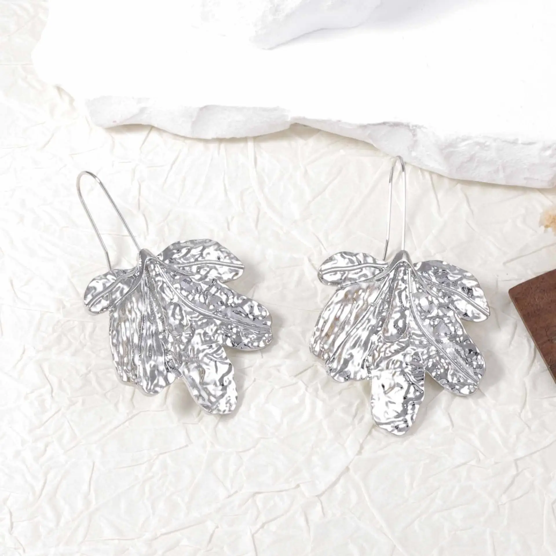 Gold Leaf Ear Hooks for Women Wholesale - Image 2