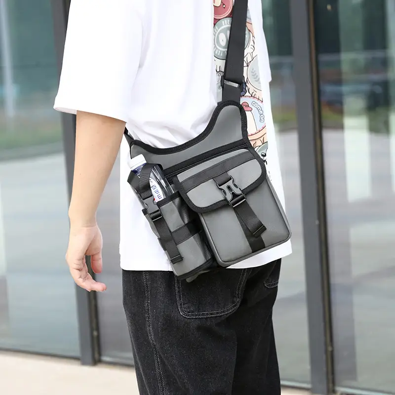 Black Adjustable Crossbody Bag for Men - Image 7