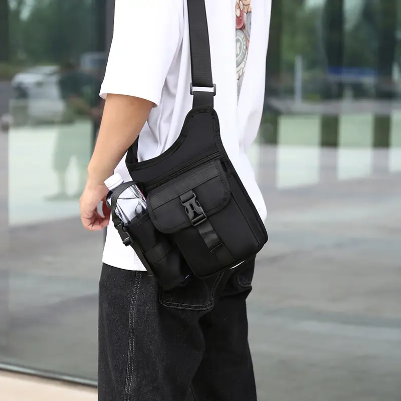 Black Adjustable Crossbody Bag for Men - Image 8