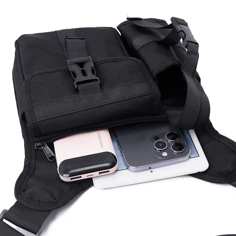 Black Adjustable Crossbody Bag for Men - Image 9