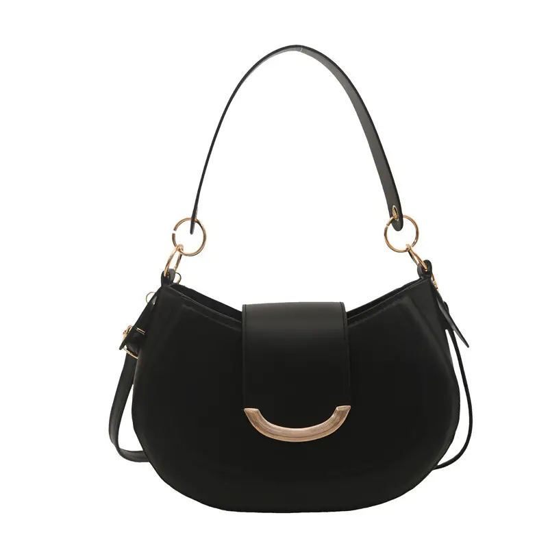 White Retro Crossbody Bag with Gold Trim - Image 9