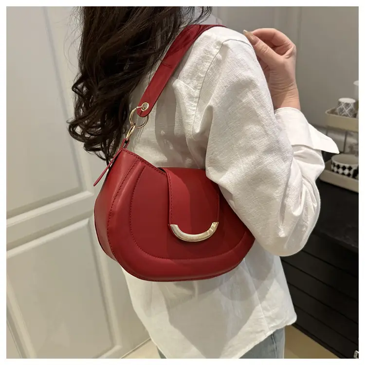 White Retro Crossbody Bag with Gold Trim — feature 13