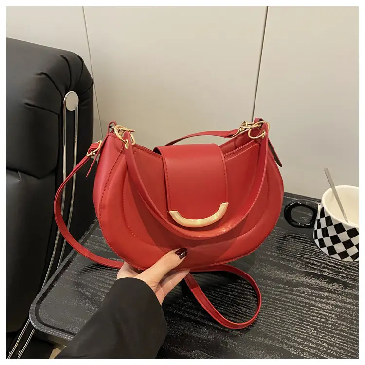 White Retro Crossbody Bag with Gold Trim — feature 21