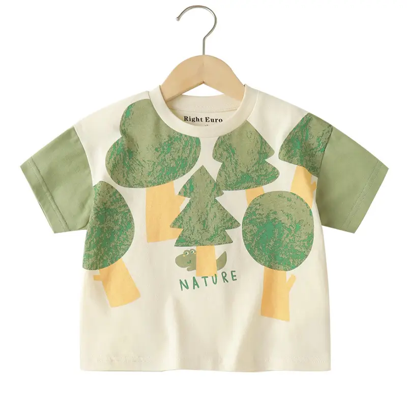 Boys' Green Forest Print Shorts T-Shirt Set - Image 7