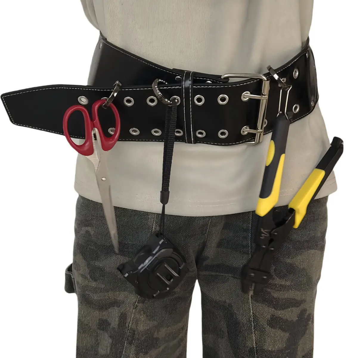 Black Leather Tool Belt with Buckle - Image 3