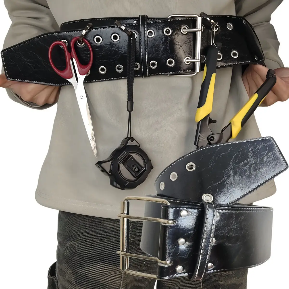 Black Leather Tool Belt with Buckle - Image 5