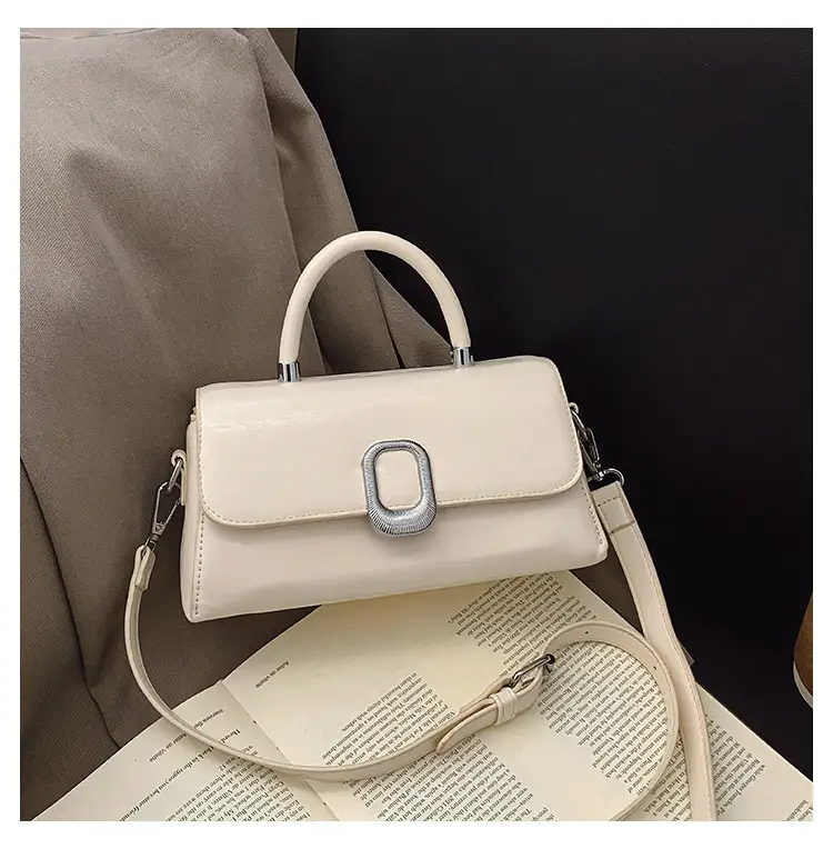 Women's Beige Square Crossbody Bag with Metal Clasp — feature 17