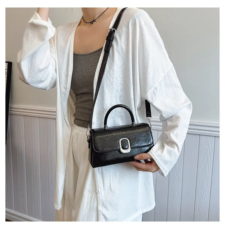 Women's Beige Square Crossbody Bag with Metal Clasp — feature 27