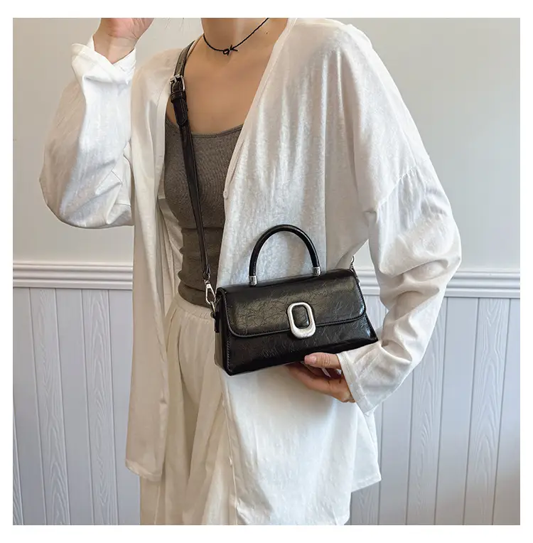 Women's Beige Square Crossbody Bag with Metal Clasp — feature 30