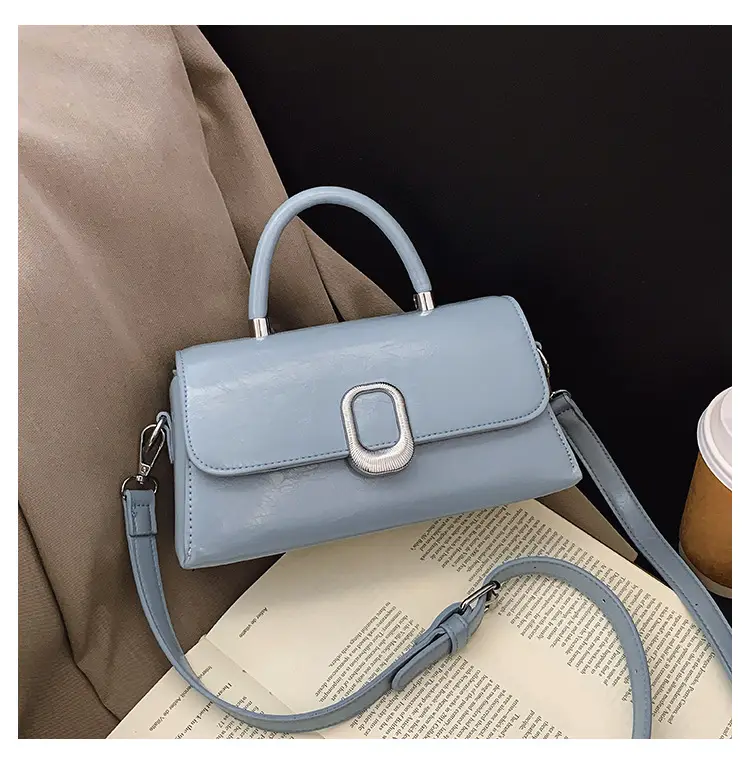 Women's Beige Square Crossbody Bag with Metal Clasp — feature 9