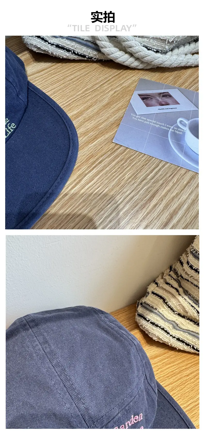 Women Blue Embroidered Flat Cap Sunshade — feature 4