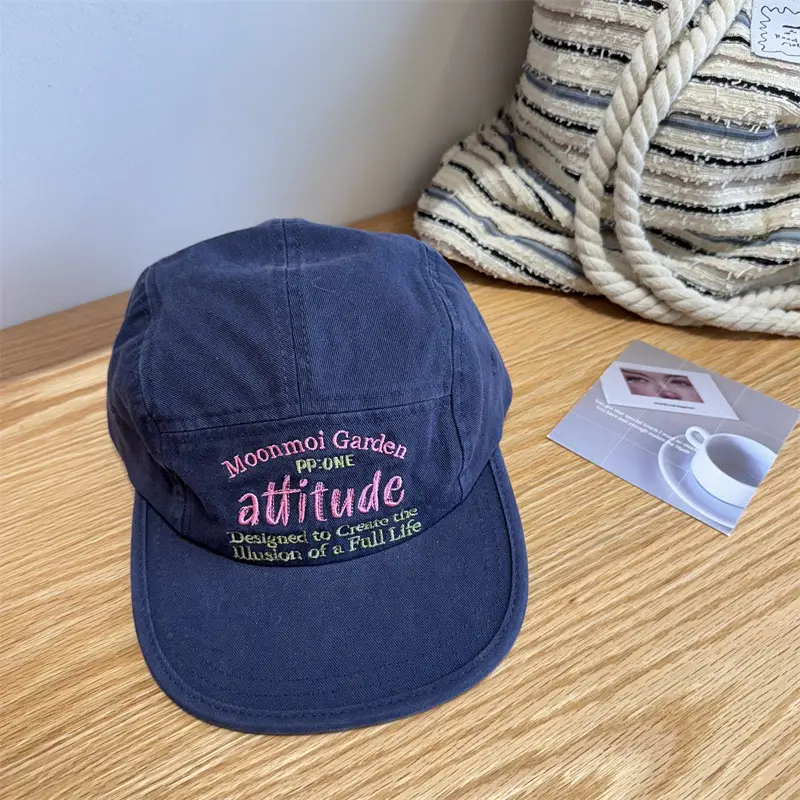 Women Blue Embroidered Flat Cap Sunshade