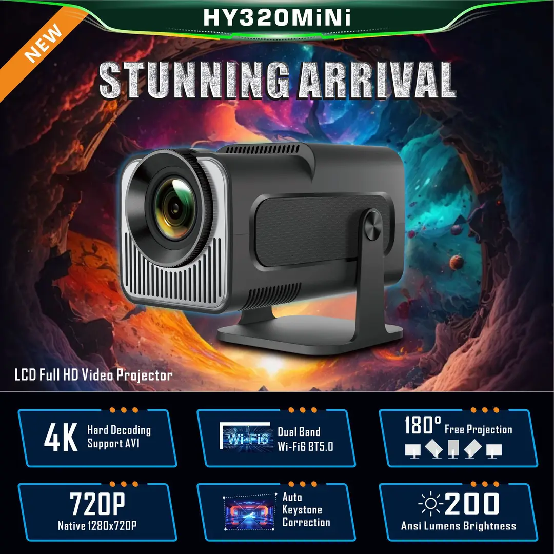 Cross-border HY320MINI projector short focus Android 13 HD 4K home theater portable HY300 projector - Image 4