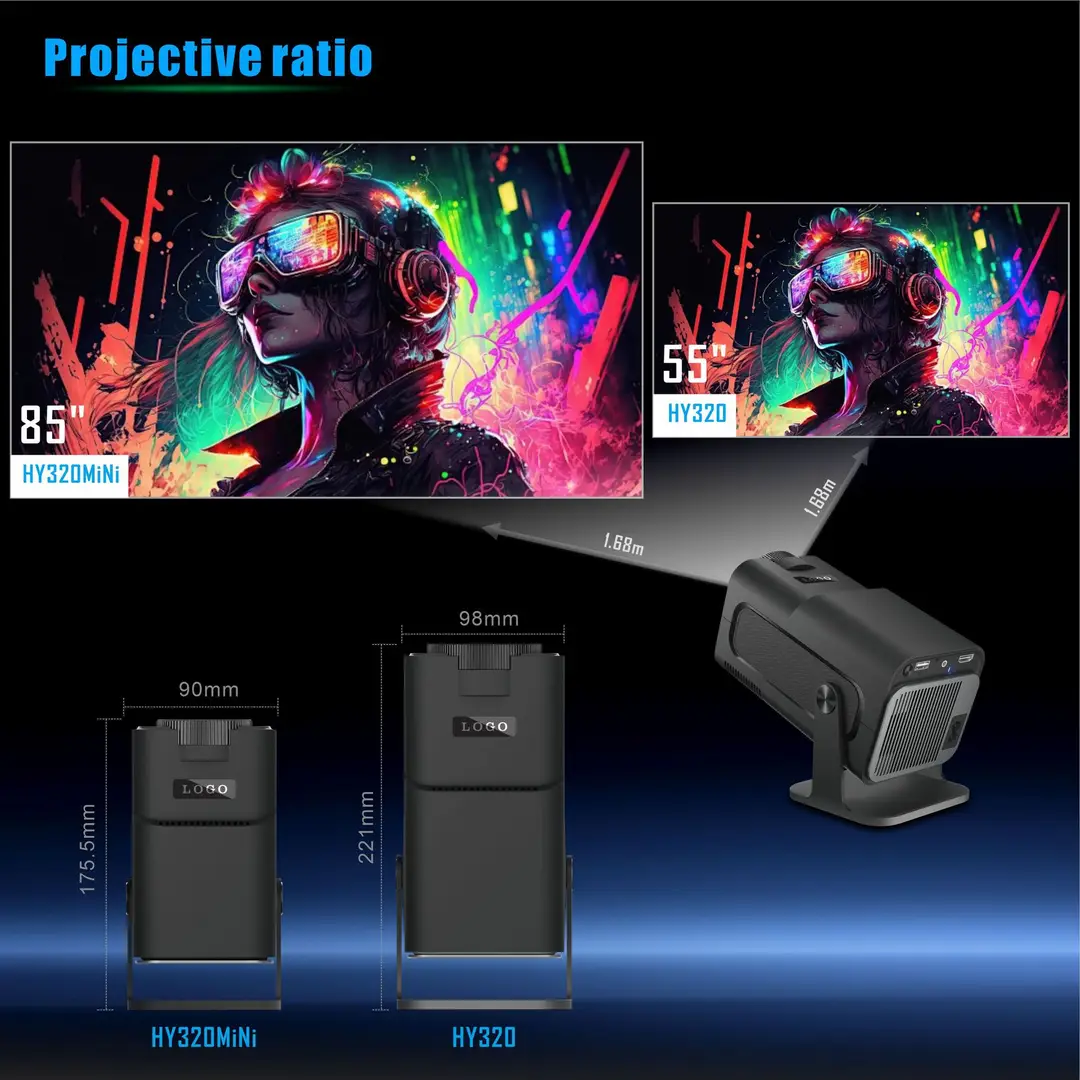 Cross-border HY320MINI projector short focus Android 13 HD 4K home theater portable HY300 projector — feature 8