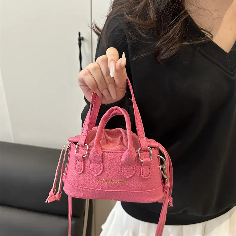 Cute Pink Textured Shoulder Bag for Women - Image 4
