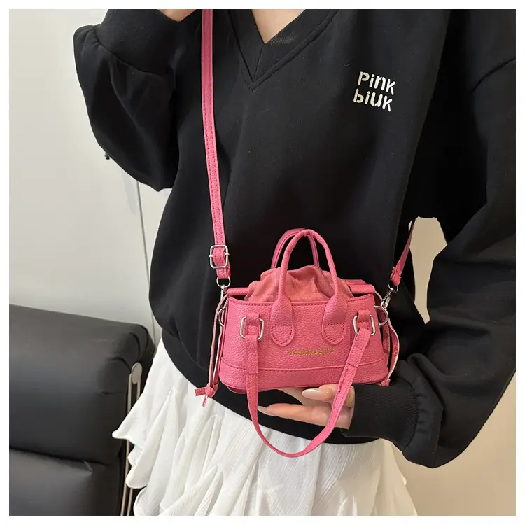 Cute Pink Textured Shoulder Bag for Women — feature 10