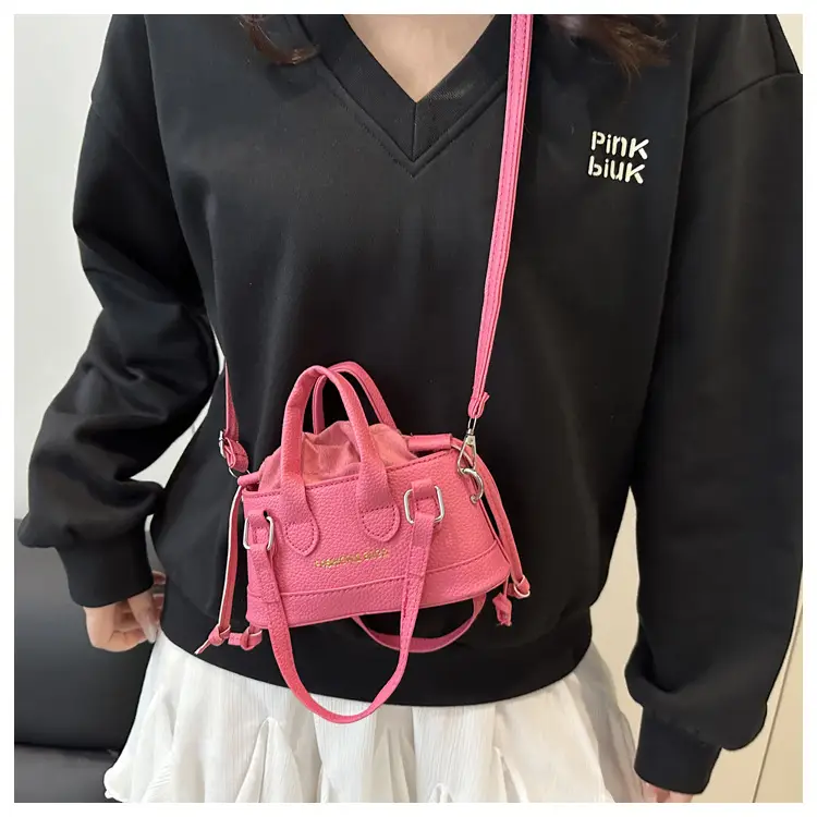 Cute Pink Textured Shoulder Bag for Women — feature 11