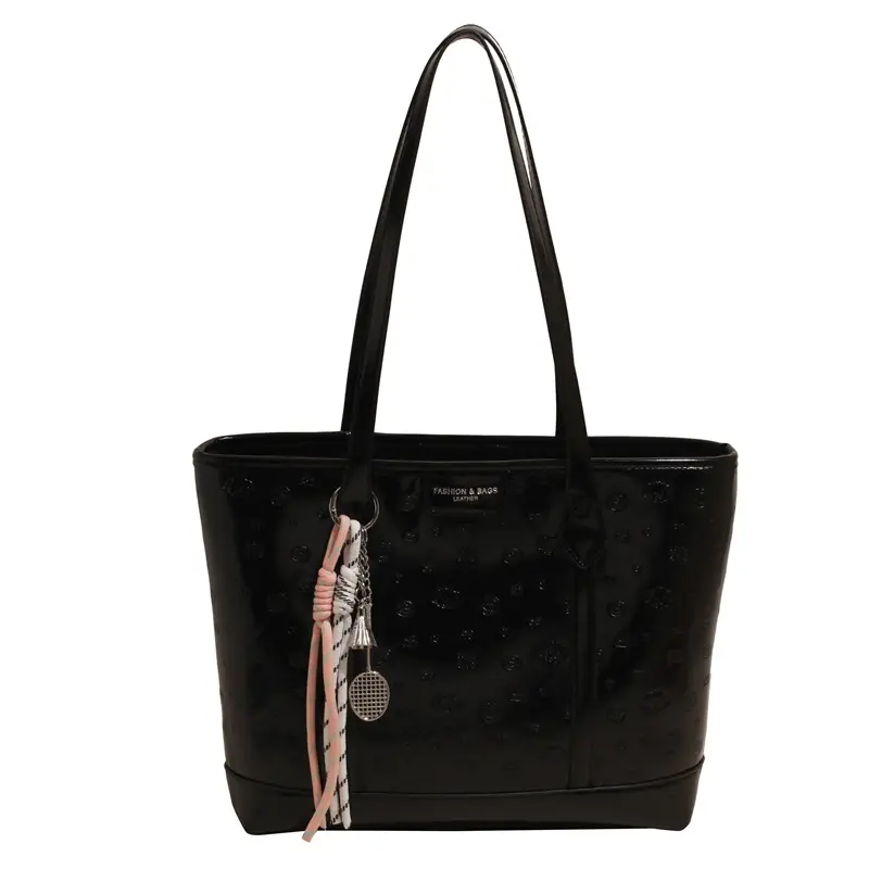 Korean Style White Leather Tote Bag for Women