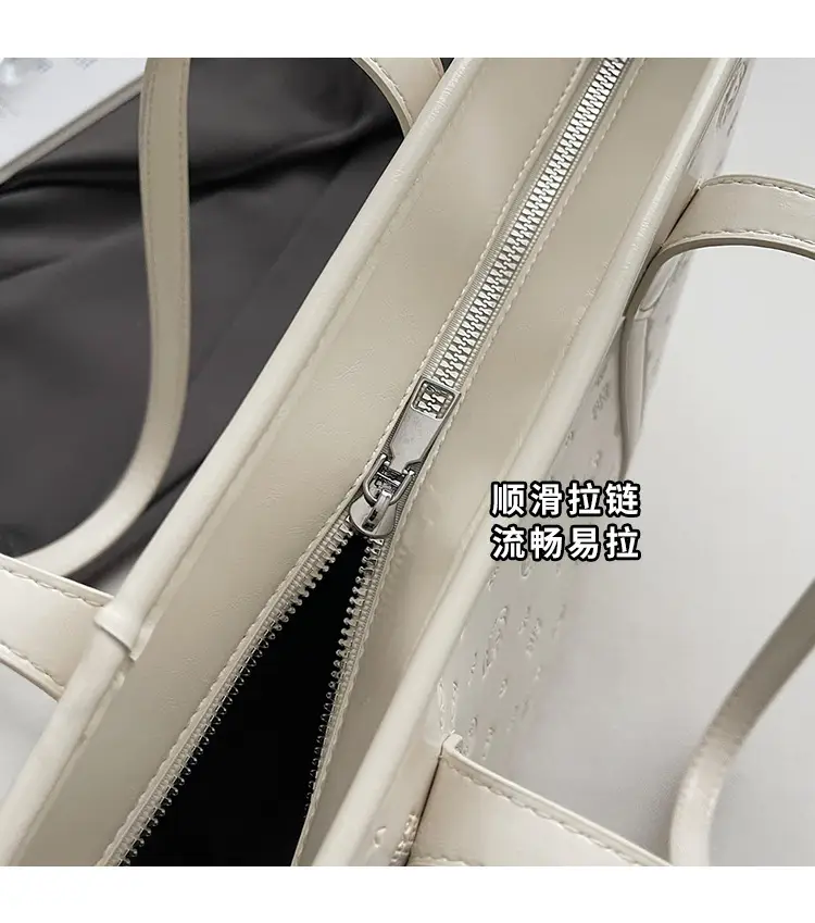 Korean Style White Leather Tote Bag for Women — feature 7