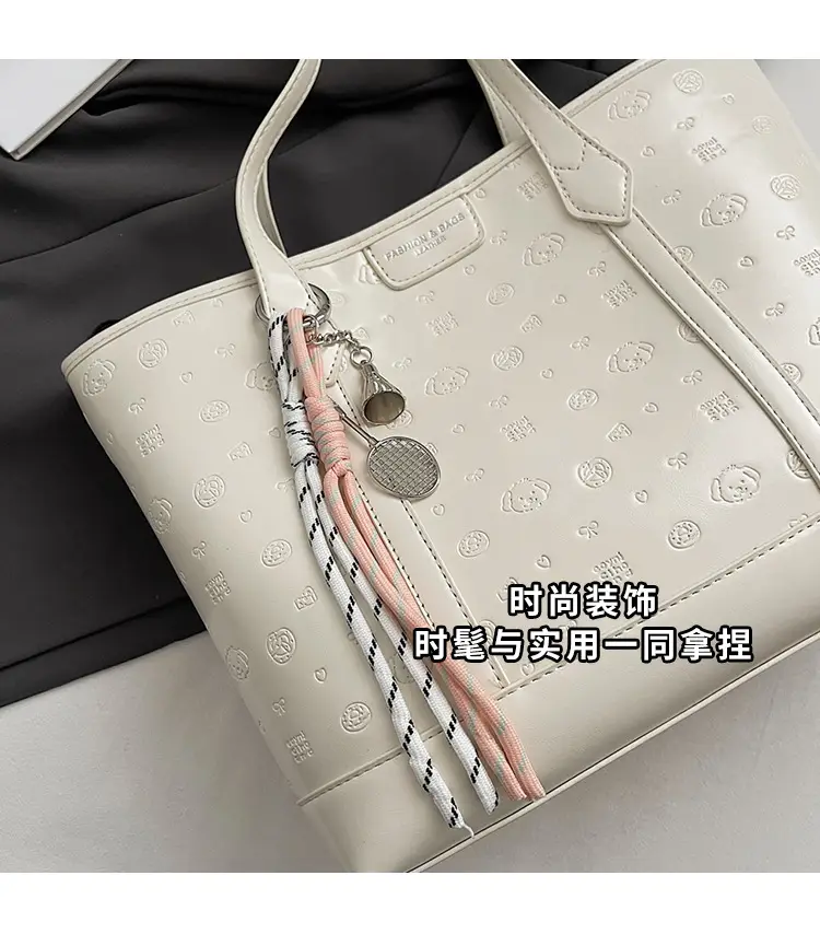 Korean Style White Leather Tote Bag for Women — feature 8