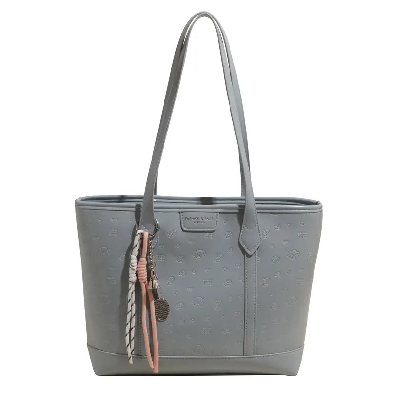Korean Style White Leather Tote Bag for Women